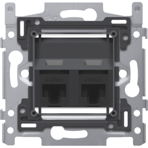 2 connexions RJ45 UTP Cat. 6, modèle oblique, incl. socle 60 x 71 mm avec fixation par vis 2 connexions RJ45 UTP Cat. 6, modèle oblique, incl. socle 60 x 71 mm avec fixation par vis