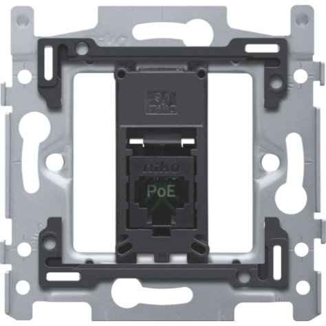 1 connexion RJ45 UTP Cat. 5E, prêt pour l'alimentation PoE++, modèle plat, incl. socle 60 x 71 mm avec fixation par vis