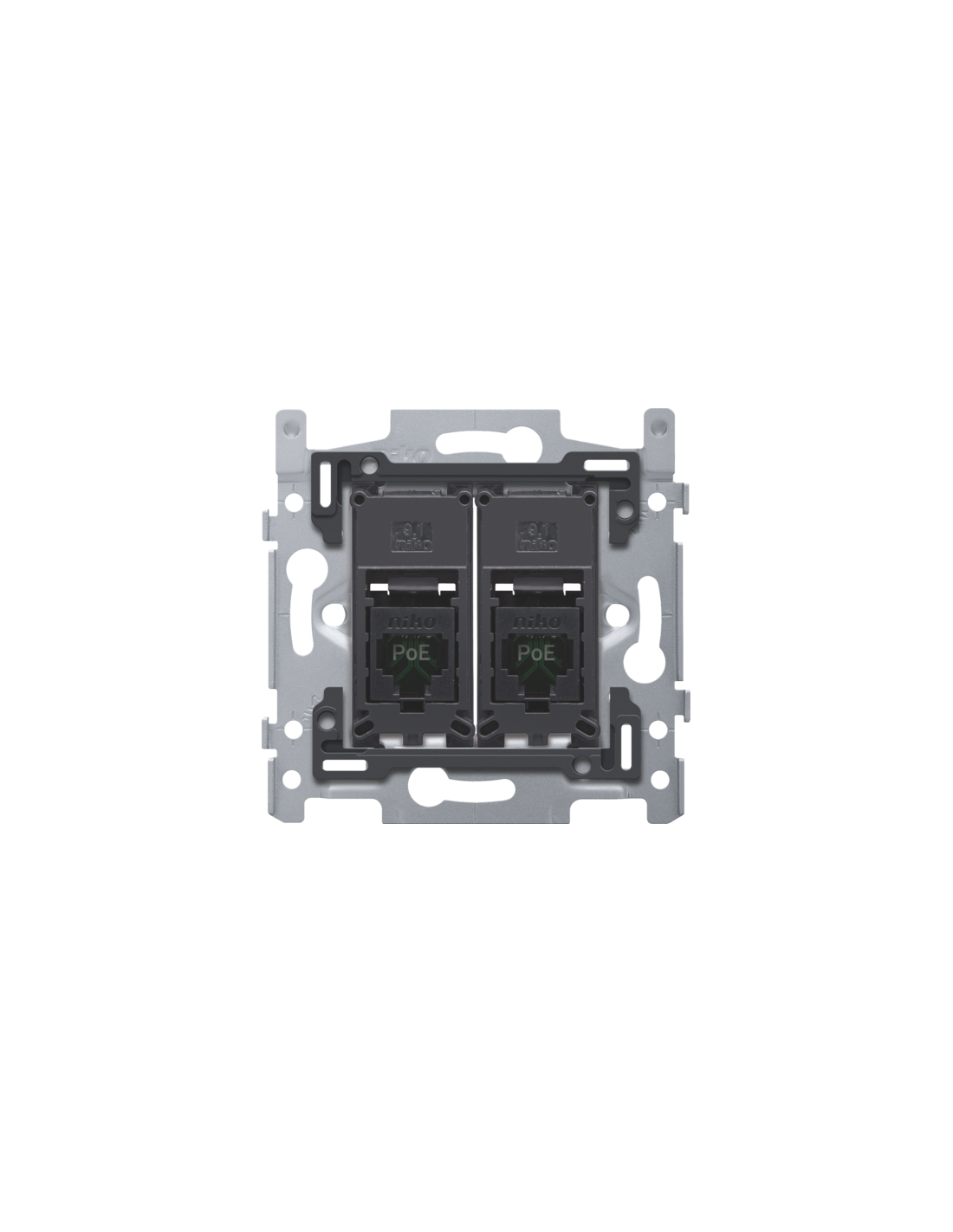 2 connexions RJ45 UTP Cat. 5E, prêt pour l'alimentation PoE++, modèle plat, incl. socle 60 x 71 mm avec fixation par vis