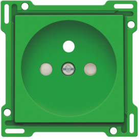 Set de finition pour prise de courant avec broche de terre et obturateurs de protection, profondeur d’encastrement de 28,5 mm, couleur green