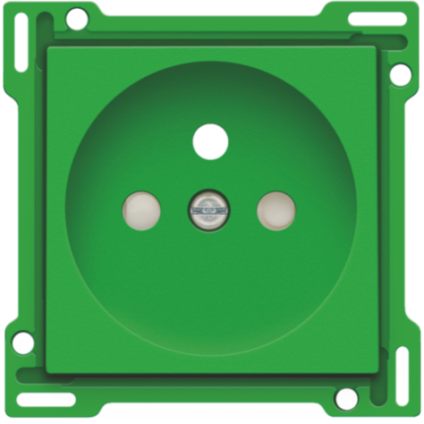 Set de finition pour prise de courant avec broche de terre et obturateurs de protection, profondeur d’encastrement de 28,5 mm, couleur green