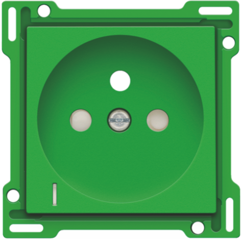 Set de finition avec voyant transparent pour prise de courant avec indication de tension, broche de terre et obturateurs de protection, profondeur d'encastrement de 28,5 mm, couleur green