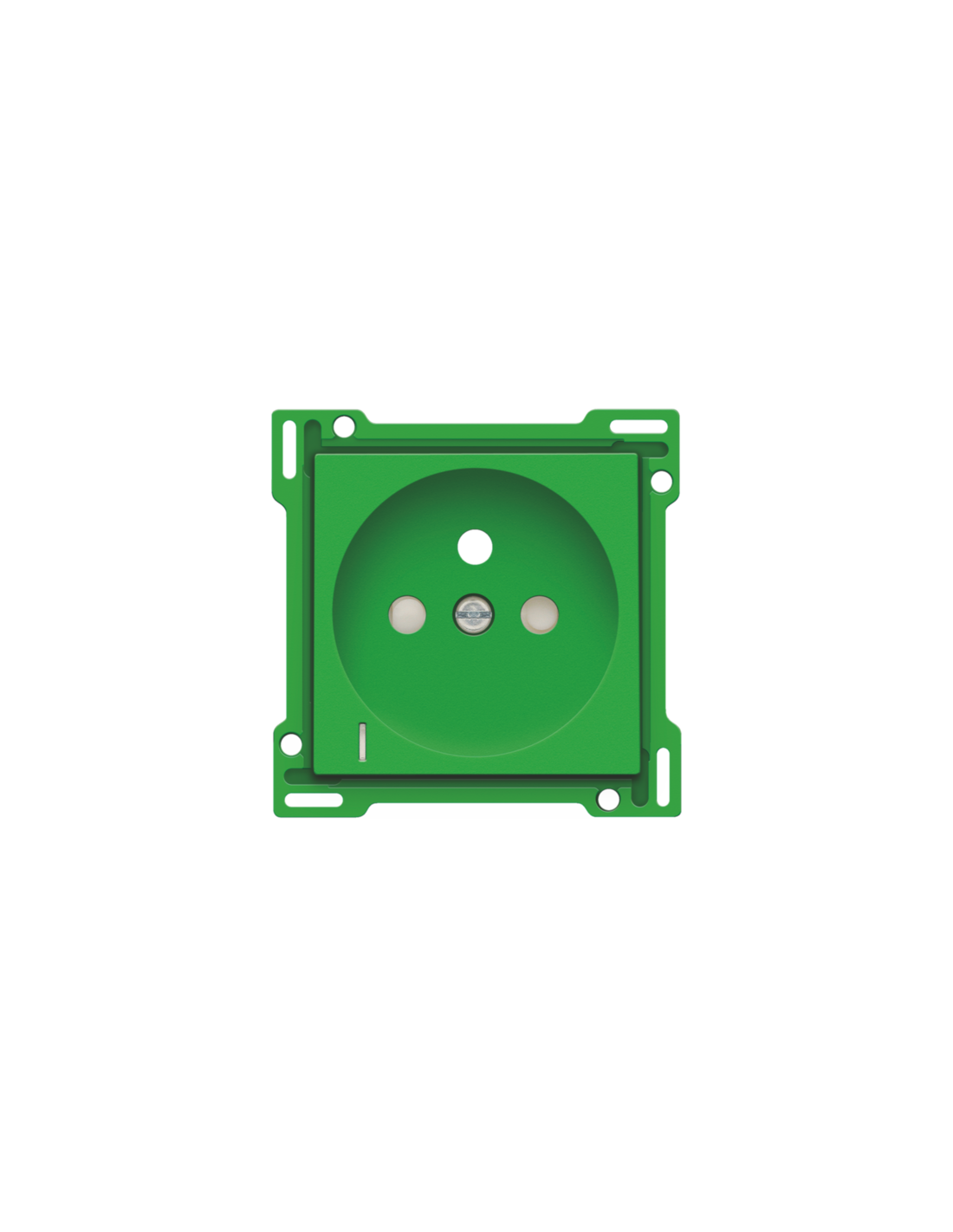 Set de finition avec voyant transparent pour prise de courant avec indication de tension, broche de terre et obturateurs de protection, profondeur d'encastrement de 28,5 mm, couleur green