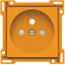 Set de finition pour prise de courant avec broche de terre et obturateurs de protection, profondeur d’encastrement de 28,5 mm, couleur orange