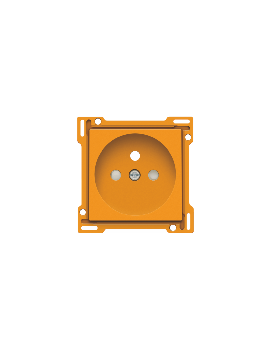 Set de finition pour prise de courant avec broche de terre et obturateurs de protection, profondeur d’encastrement de 28,5 mm, couleur orange