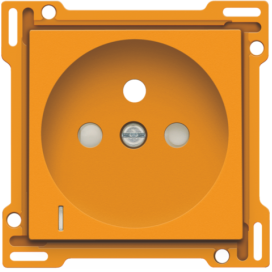 Set de finition avec voyant transparent pour prise de courant avec indication de tension, broche de terre et obturateurs de protection, profondeur d'encastrement de 28,5 mm, couleur orange