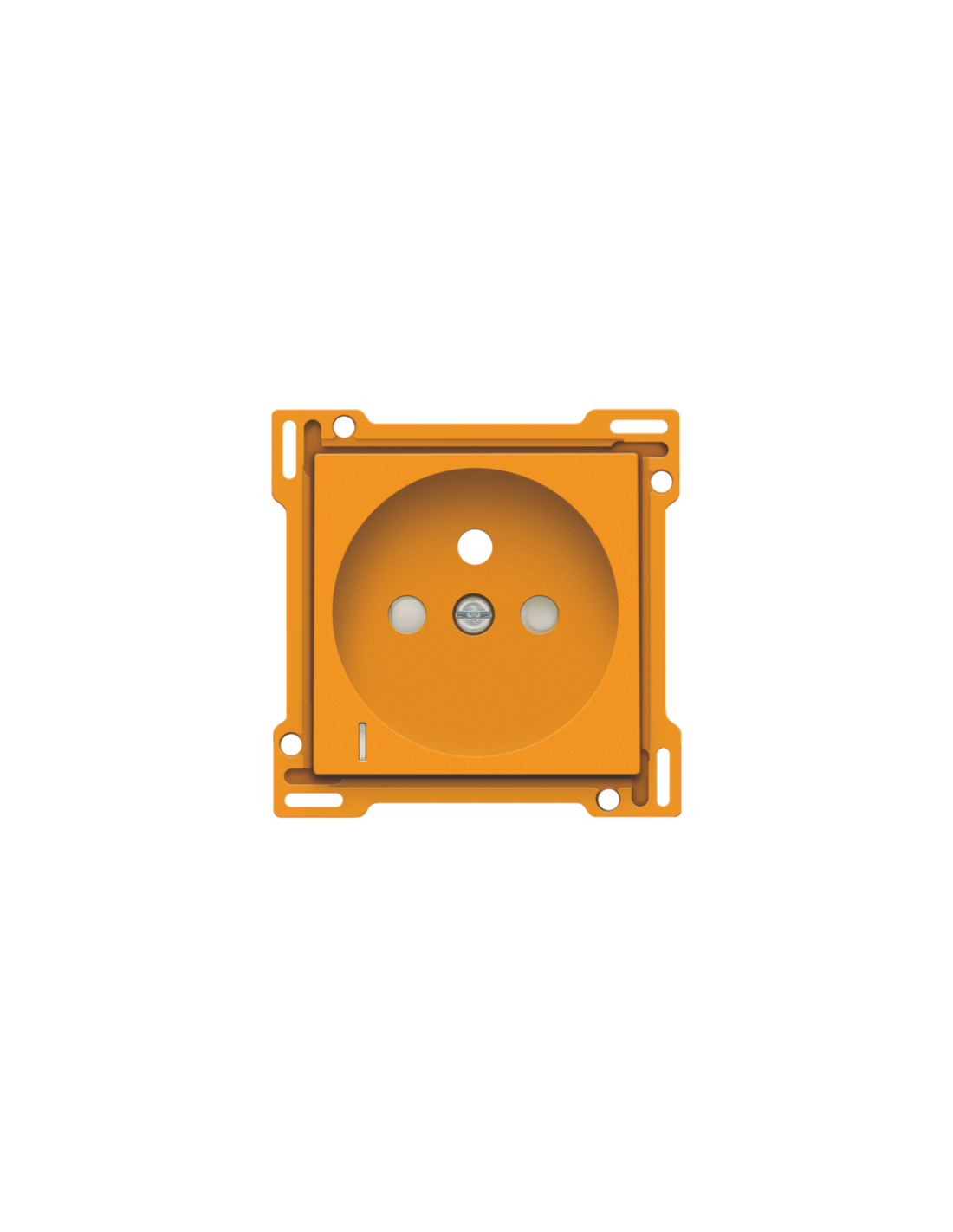 Set de finition avec voyant transparent pour prise de courant avec indication de tension, broche de terre et obturateurs de protection, profondeur d'encastrement de 28,5 mm, couleur orange