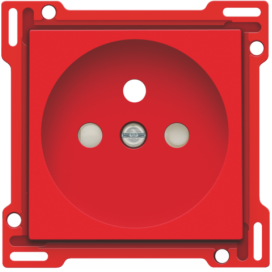 Set de finition pour prise de courant avec broche de terre et obturateurs de protection, profondeur d’encastrement de 28,5 mm, couleur red