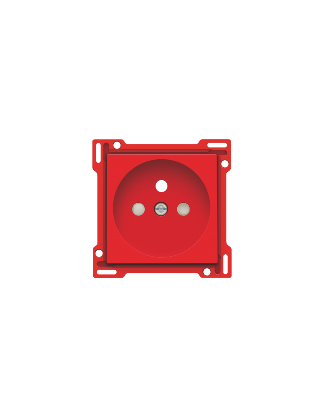 Set de finition pour prise de courant avec broche de terre et obturateurs de protection, profondeur d’encastrement de 28,5 mm, couleur red