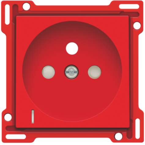 Set de finition avec voyant transparent pour prise de courant avec indication de tension, broche de terre et obturateurs de protection, profondeur d'encastrement de 28,5 mm, couleur red