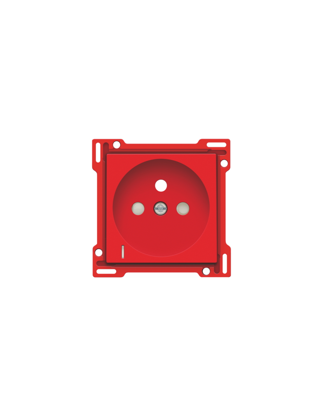 Set de finition avec voyant transparent pour prise de courant avec indication de tension, broche de terre et obturateurs de protection, profondeur d'encastrement de 28,5 mm, couleur red