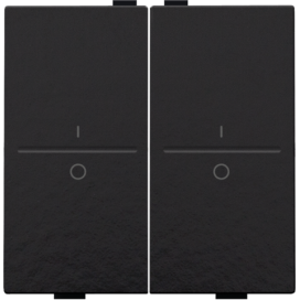 Touche double avec marquage I et 0 pour interrupteur sans fil ou bouton-poussoir à 4 boutons de commande, couleur piano black coated