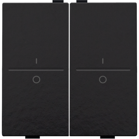 Touche double avec marquage I et 0 pour interrupteur sans fil ou bouton-poussoir à 4 boutons de commande, couleur piano black coated