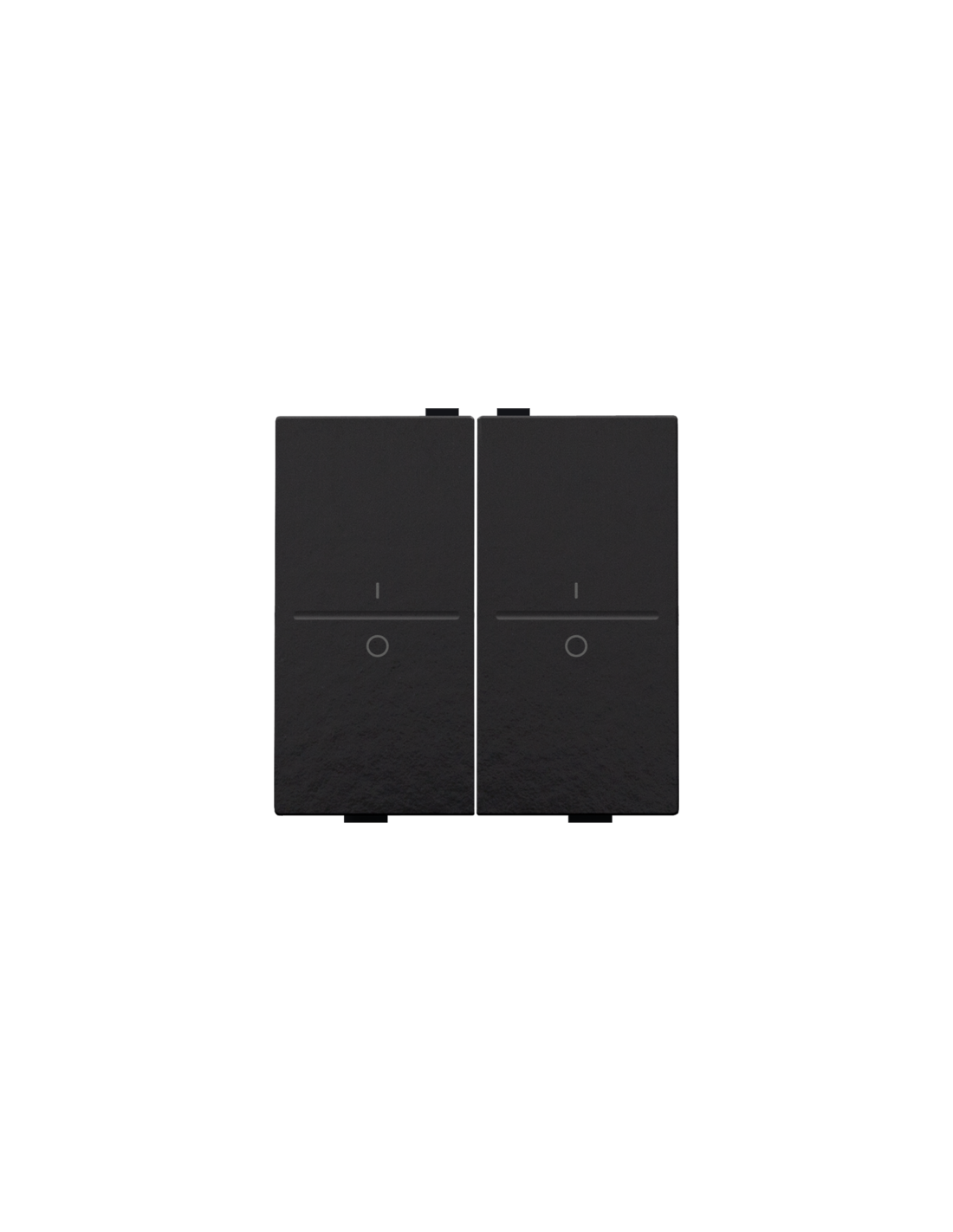 Touche double avec marquage I et 0 pour interrupteur sans fil ou bouton-poussoir à 4 boutons de commande, couleur piano black coated
