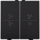 Touche double avec symbole ventilation 0 à 3 pour interrupteur sans fil ou bouton-poussoir à 4 boutons de commande, couleur piano black coated