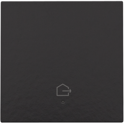 Set de finition avec lentille pour interrupteur simple connecté, symbole "quitter la maison", couleur piano black coated