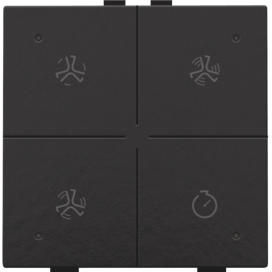 Commande de ventilation avec LED pour Niko Home Control, couleur piano black coated