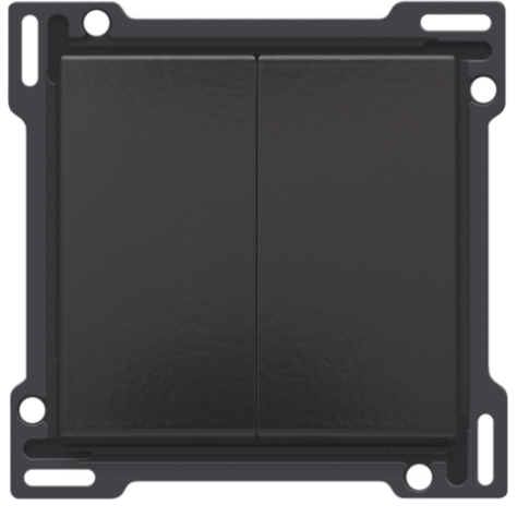 Set de finition pour interrupteur double allumage, interrupteur va-et-vient + bouton-poussoir N.O., interrupteur va-et-vient double ou bouton-poussoir double N.O. ou N.F., couleur piano black coated