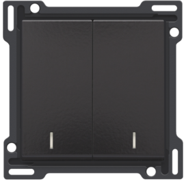 Set de finition avec double voyant pour interrupteur double allumage, interrupteur va-et-vient + bouton-poussoir N.O., interrupteur va-et-vient double ou bouton-poussoir double N.O. ou N.F., couleur piano black coated
