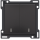 Set de finition avec double voyant pour interrupteur double allumage, interrupteur va-et-vient + bouton-poussoir N.O., interrupteur va-et-vient double ou bouton-poussoir double N.O. ou N.F., couleur piano black coated