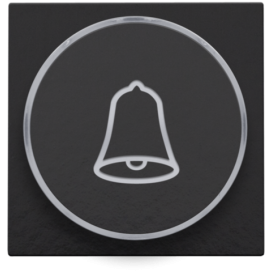 Set de finition avec anneau transparent avec symbole sonnette pour bouton-poussoir 6 A avec LED couleur ambre avec culot E10, couleur piano black coated