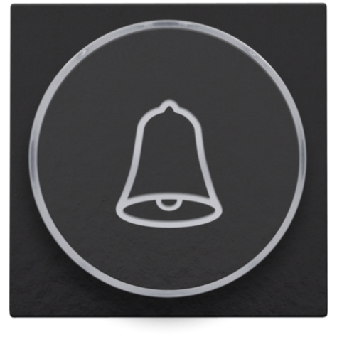 Set de finition avec anneau transparent avec symbole sonnette pour bouton-poussoir 6 A avec LED couleur ambre avec culot E10, couleur piano black coated