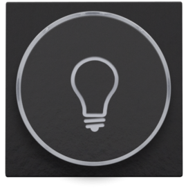 Set de finition avec anneau transparent avec symbole lampe pour bouton-poussoir 6 A avec LED couleur ambre avec culot E10, couleur piano black coated