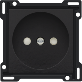 Set de finition pour prise de courant sans terre, avec obturateurs de protection, profondeur d’encastrement de 21 mm, couleur piano black coated