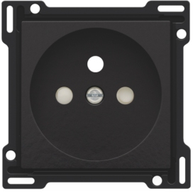 Set de finition pour prise de courant avec broche de terre et obturateurs de protection, profondeur d’encastrement de 28,5 mm, couleur piano black coated