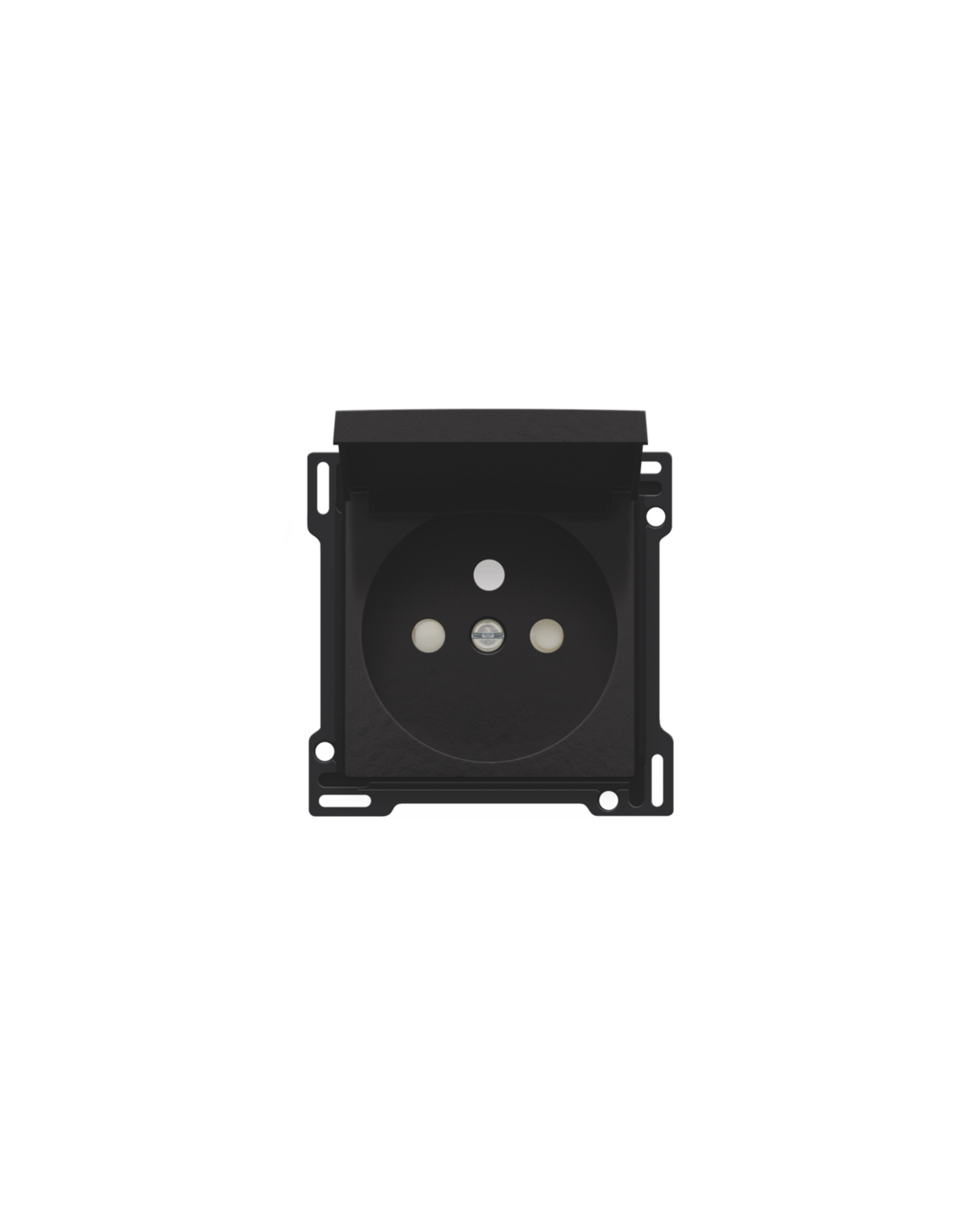Set de finition pour prise de courant avec clapet, broche de terre et obturateurs de protection, profondeur d’encastrement de 28,5 mm, couleur piano black coated