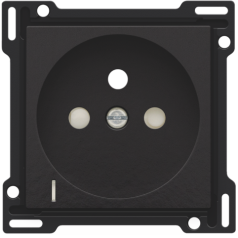 Set de finition avec voyant transparent pour prise de courant avec indication de tension, broche de terre et obturateurs de protection, profondeur d'encastrement de 28,5 mm, couleur piano black coated