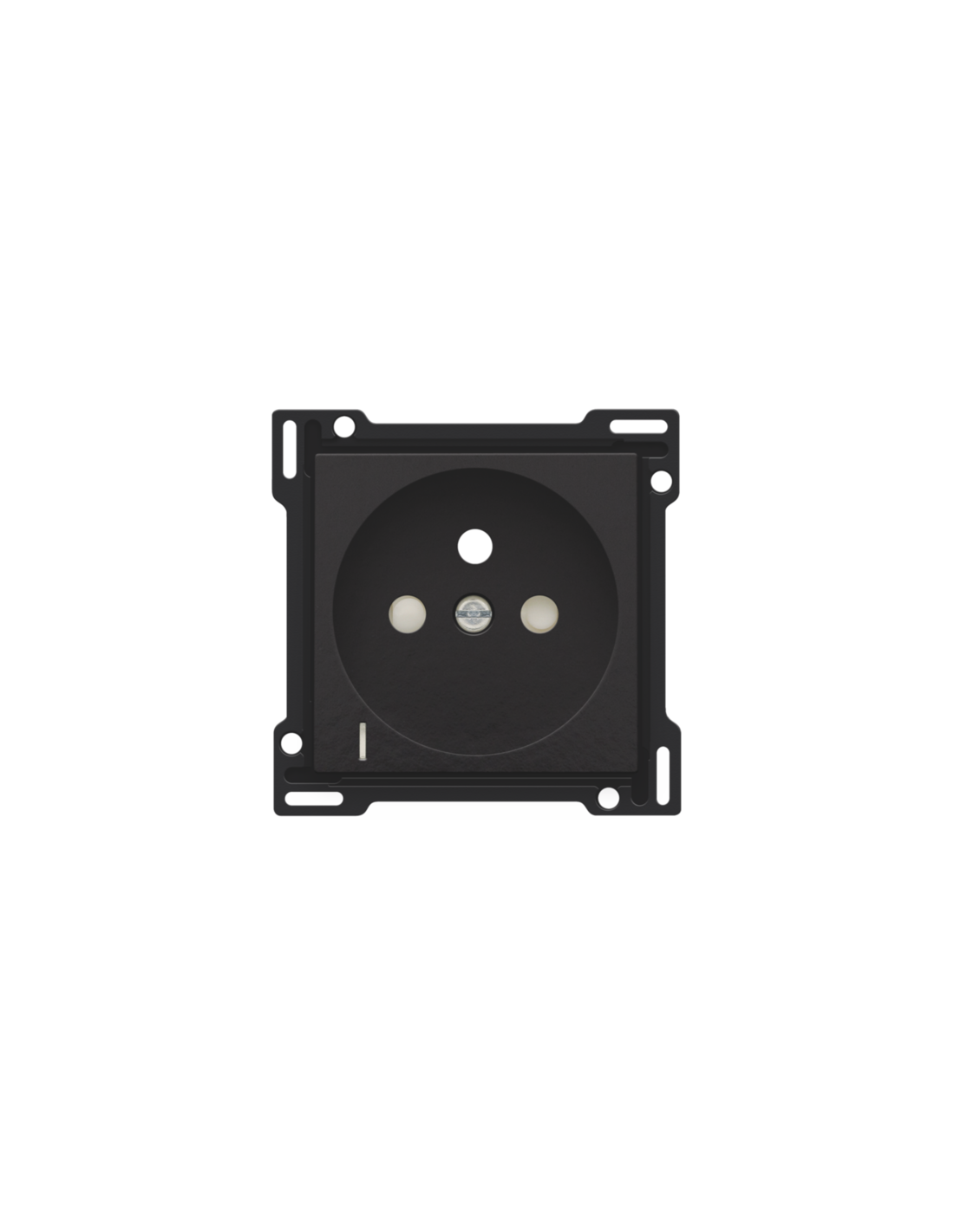 Set de finition avec voyant transparent pour prise de courant avec indication de tension, broche de terre et obturateurs de protection, profondeur d'encastrement de 28,5 mm, couleur piano black coated