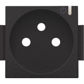 Set de finition pour prise de courant connectée commutable avec broche de terre et touche de commande, couleur piano black coated