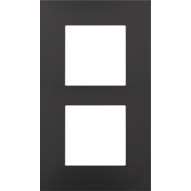 Plaque de recouvrement double, entraxe de 60 mm, verticale, couleur Niko Pure Bakelite® piano black