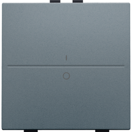 Touche simple avec marquage I et 0 pour interrupteur sans fil ou bouton-poussoir à deux boutons de command, couleur blue grey coated