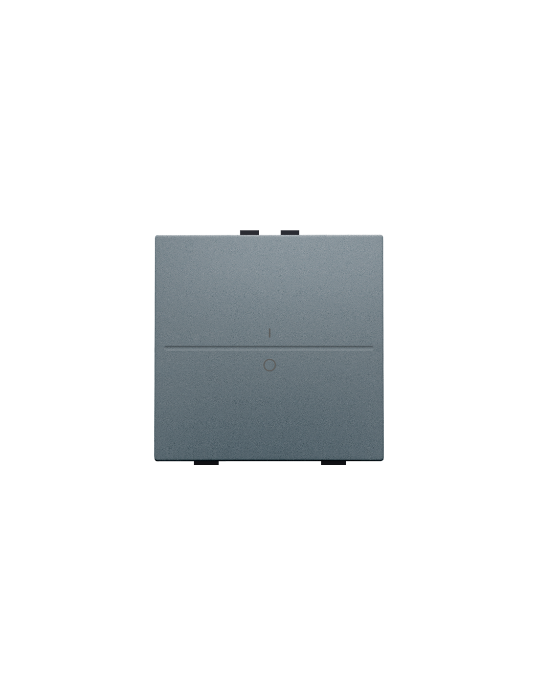 Touche simple avec marquage I et 0 pour interrupteur sans fil ou bouton-poussoir à deux boutons de command, couleur blue grey coated