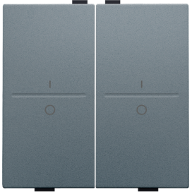Touche double avec marquage I et 0 pour interrupteur sans fil ou bouton-poussoir à 4 boutons de commande, couleur blue grey coated