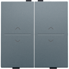 Touche double avec flèches vers le haut et vers le bas pour interrupteur sans fil ou bouton-poussoir à 4 boutons de commande, couleur blue grey coated