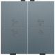 Touche double avec symbole ventilation 0 à 3 pour interrupteur sans fil ou bouton-poussoir à 4 boutons de commande, couleur blue grey coated