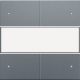 Set de finition avec porte-étiquette et LED pour bouton-poussoir quadruple, libre de potentiel, 24 V, couleur blue grey coated