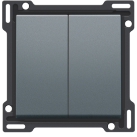 Set de finition pour interrupteur double allumage, interrupteur va-et-vient + bouton-poussoir N.O., interrupteur va-et-vient double ou bouton-poussoir double N.O. ou N.F., couleur blue grey coated
