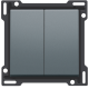 Set de finition pour interrupteur double allumage, interrupteur va-et-vient + bouton-poussoir N.O., interrupteur va-et-vient double ou bouton-poussoir double N.O. ou N.F., couleur blue grey coated