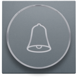 Set de finition avec anneau transparent avec symbole sonnette pour bouton-poussoir 6 A avec LED couleur ambre avec culot E10, couleur blue grey coated