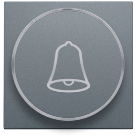 Set de finition avec anneau transparent avec symbole sonnette pour bouton-poussoir 6 A avec LED couleur ambre avec culot E10, couleur blue grey coated