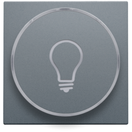 Set de finition avec anneau transparent avec symbole lampe pour bouton-poussoir 6 A avec LED couleur ambre avec culot E10, couleur blue grey coated