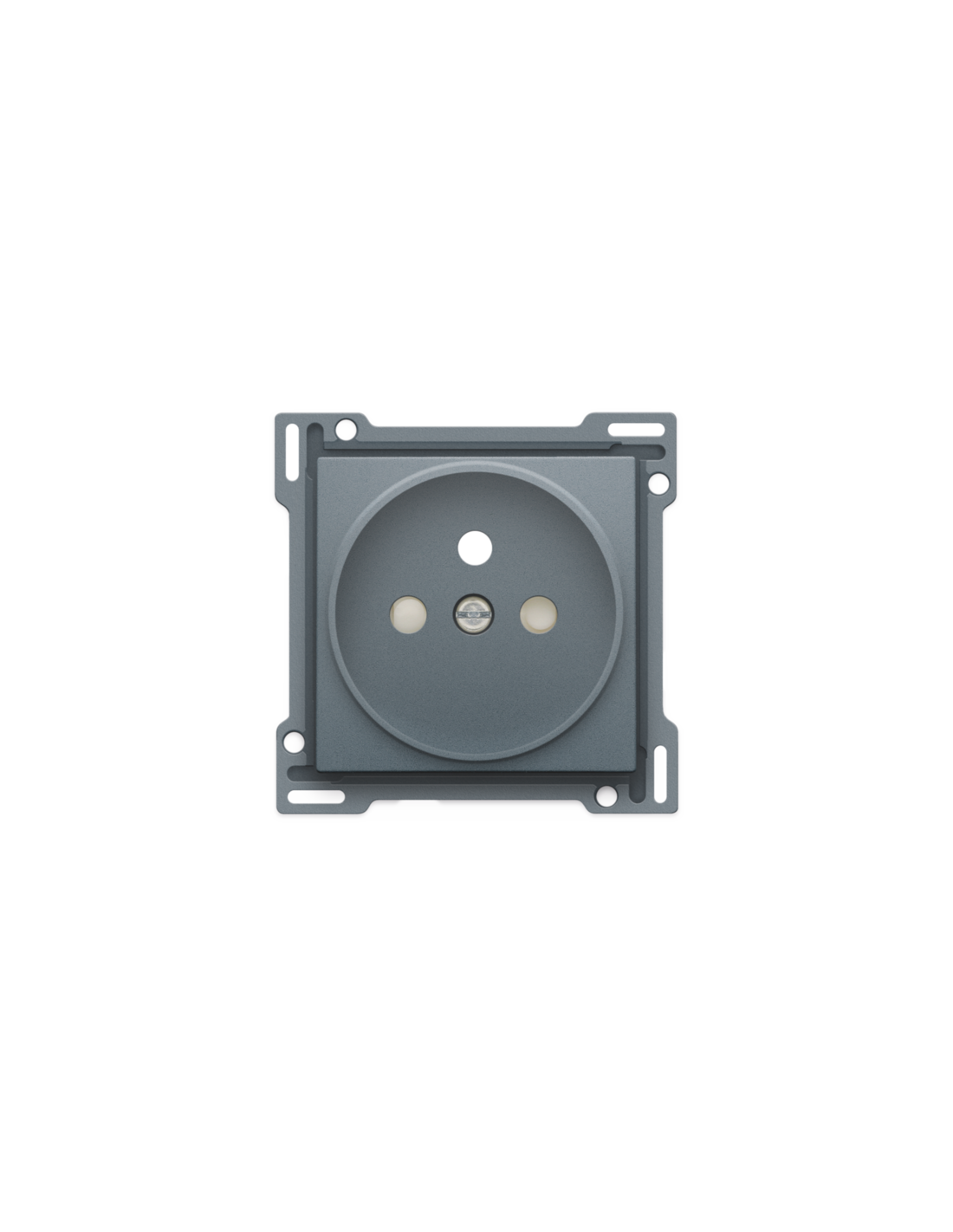 Set de finition pour prise de courant avec broche de terre et obturateurs de protection, profondeur d’encastrement de 21 mm, couleur blue grey coated