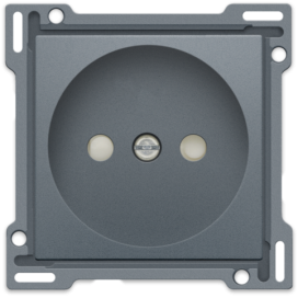 Set de finition pour prise de courant sans terre, avec obturateurs de protection, profondeur d’encastrement de 21 mm, couleur blue grey coated