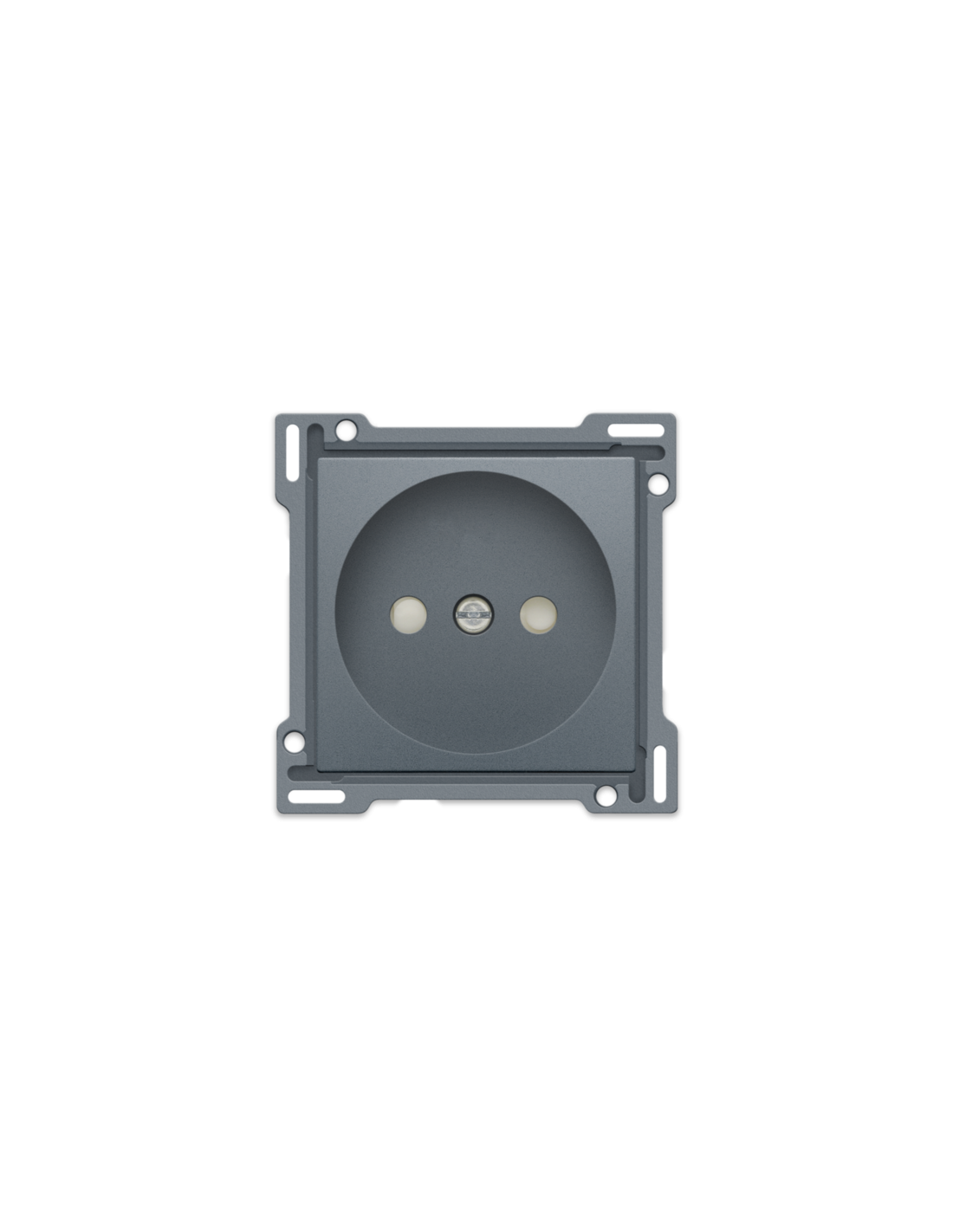 Set de finition pour prise de courant sans terre, avec obturateurs de protection, profondeur d’encastrement de 21 mm, couleur blue grey coated