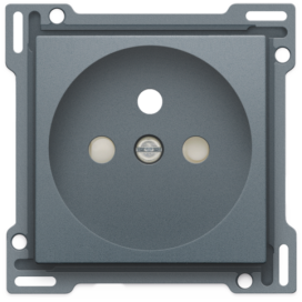 Set de finition pour prise de courant avec broche de terre et obturateurs de protection, profondeur d’encastrement de 28,5 mm, couleur blue grey coated
