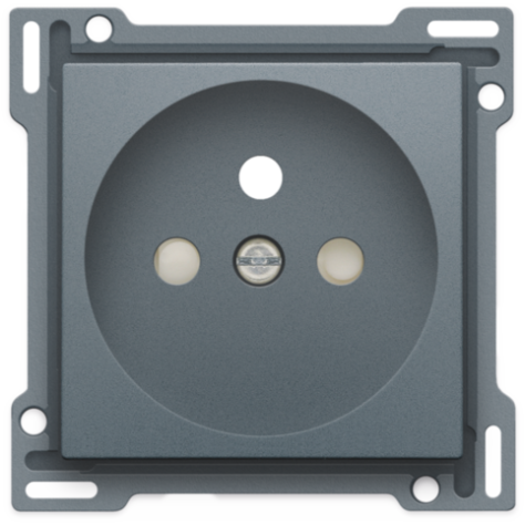 Set de finition pour prise de courant avec broche de terre et obturateurs de protection, profondeur d’encastrement de 28,5 mm, couleur blue grey coated